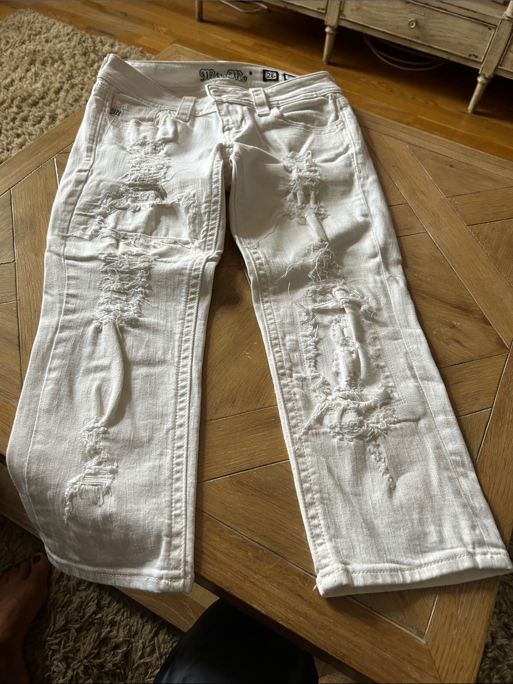 Miss Me White Distressed Boyfriend Jeans